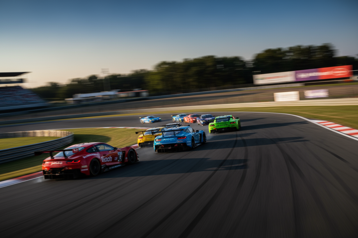 CARS RACING DOWN ROAD